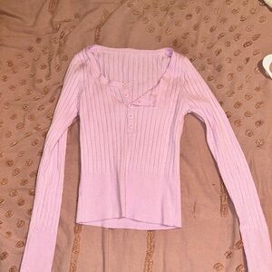 Knit pink button up top like Frankie’s bikinis